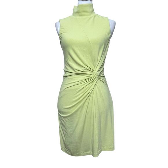 Song of Style Woodrow Mini Dress Small Key Lime Green Jersey Coctail Party Knot - Picture 2 of 12